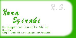 nora sziraki business card